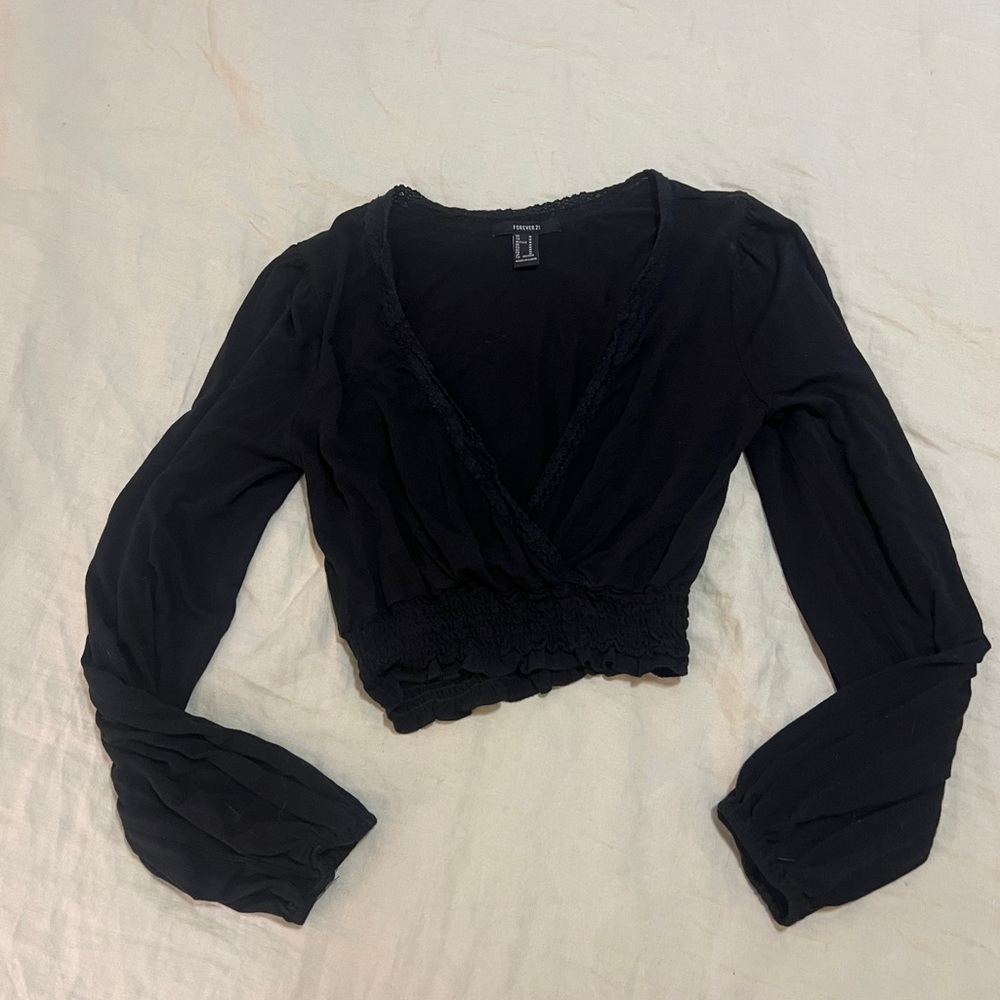 Forever 21 Black Long Sleeve Blouse